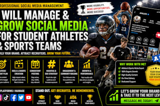manage and grow social media for student athletes and sports teams