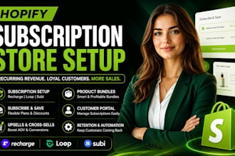 setup shopify subscription store add shopify upsells bundles recharge loop subi