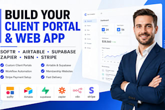 softr client portal zapier n8n softr web app airtable softr form supabse stripe