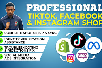 tik tok shop setup tiktok dropshipping facebook shop instagram shop tiktok ads