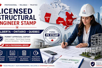provide licensed structural canada pe stamp for alberta, ontario and quebec