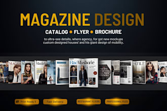 design a digital magazine, magazine cover, catalog, and flyer design