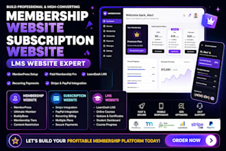 build membership website, subscription website, lms, memberpress website
