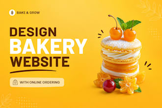 design bakery website, cake, pastry cookies cupcake website with online ordering