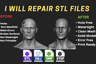 fix repair modify scale clean and convert 3d model stl files for 3d printing