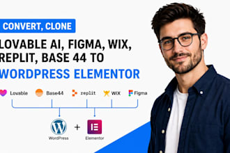 convert lovable ai, replit, figma, wix, base44, lovable to wordpress elementor