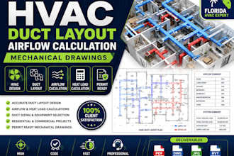 design florida hvac duct layouts, load calculations,  permit plans