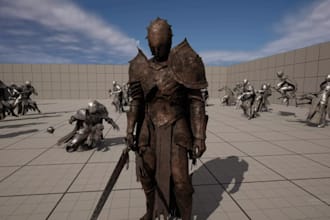 mech 3d epic warrior,sci fi futuristic armored,medieval,rpg game ready character
