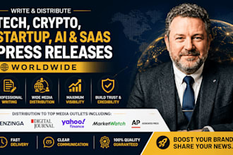 write and distribute tech, crypto, startup, ai and saas press releases worldwide