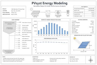 pvsyst energy modeling, bankable report, loss diagram, solar analysis