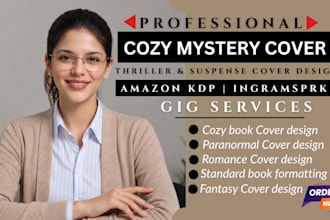 design cozy mystery cover and suspense book cover for KDP