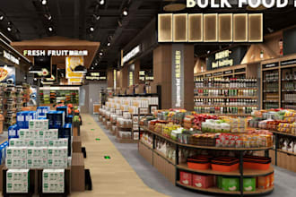 design supermarket, restaurant, retail store, mall interior and exterior design