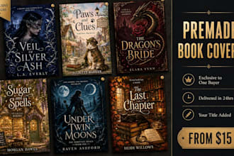 customize a premade romantasy or cozy mystery book cover