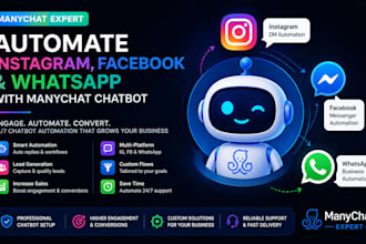 automate instagram, facebook, and whatsapp with manychat chatbot