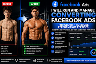 run and manage converting facebook ads for growth hormone performance peptides
