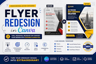 redesign, recreate or convert your flyer into editable canva design