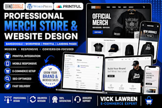 do bandzoogle merch store wordpress printful store landing page sitebuilder