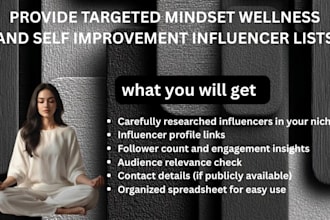 provide targeted mindset wellness and self improvement influencer lists