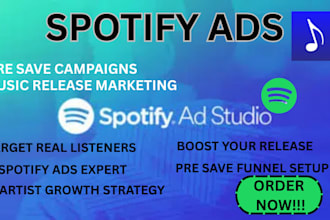 setup spotify ads and pre save campaign for music release promotion