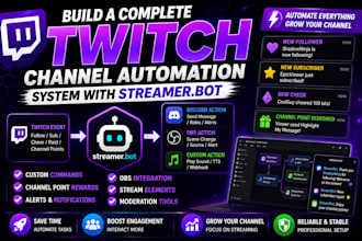 build complete twitch channel automation system with streamer bot