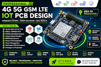 design 4g 5g GSM lte iot pcb, esp32, stm32 arduino, nrf52 and embedded systems