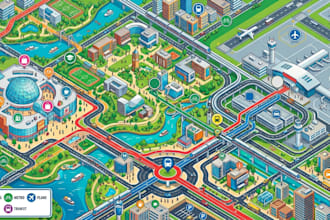 design gis isometric airport wayfinding navigation campus mall metro transit map
