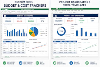 create custom excel dashboards, budget trackers and templates