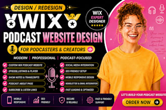 design wix podcast website, wix podcast landing page and podcast wix website