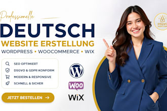 design deutsch german wordpress woocommerce ecommerce wix website with SEO gdpr