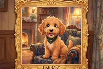 draw your cute pet into disney cartoon portrait style