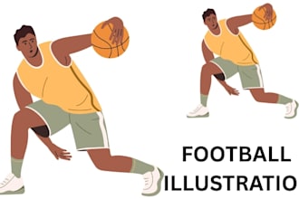 create custom sport illustration football poster athlete portrait and vector art
