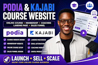 design podia website design podia online course website kajabi course website