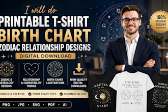 design printable tshirt birth chart zodiac relationship designs digital download
