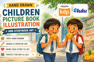 create children picture book illustration hand drawn and story books art