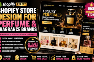 create perfume shopify website for prefume brand fragrance website perfume store