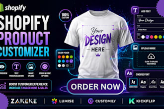 shopify product customization with zakeke, lumise, customily