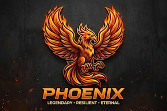design a powerful phoenix logo with a bold and legendary identity