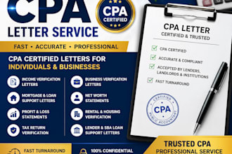 write verified CPA letter, income letter, expense ratio letter, mortgage letter