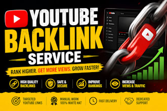 build 2000 plus high quality backlinks to your youtube and channel video for SEO