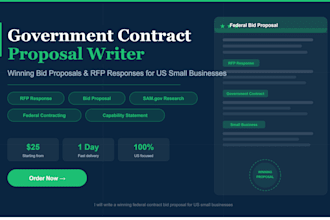 write a winning federal contract bid proposal for USA businesses