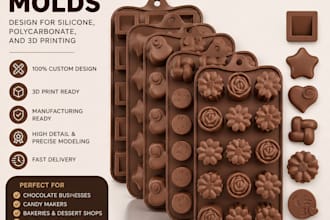 design custom chocolate molds for silicone, polycarbonate, and 3d printing