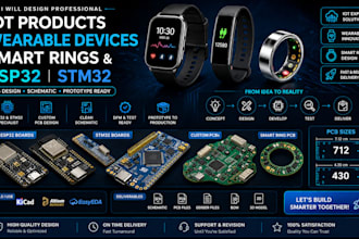 design iot products, wearable devices, smart rings, esp32 stm32 pcbs
