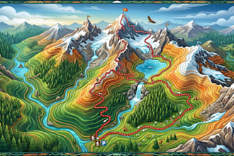 design 3d hiking trail topographic mountain national park adventure tourist maps