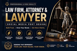 premium law firm, attorney and lawyer social media post design