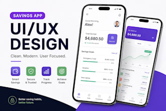 design savings app UI UX, budgeting and personal finance app