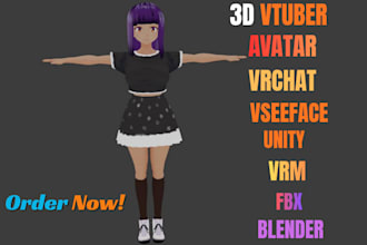 create custom vroid 3d vtuber avatar vrm model vseeface animaze face tracking