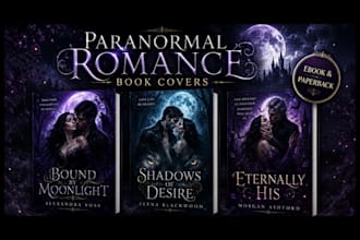 design a paranormal romance book cover for ebook and paperback