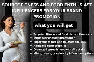 source fitness and food enthusiast influencers for your brand promotion