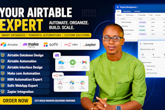 design airtable database make com n8n automation zapier expert softr web app