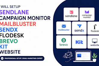 setup sendlane campaign monitor mailbluster sendx flodesk brevo kit website
